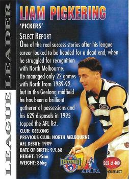 1996 Select AFL #262 Liam Pickering Back